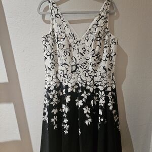 Ralph Lauren Black and White Floral Midi Dress